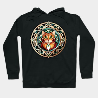 orange mandala cat Hoodie